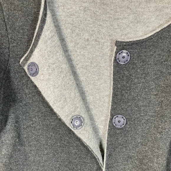 Benedetta B Long Gray Cardigan, Merino Wool Cashmere Blend, Made in Italy, Small - Picture 3 of 8